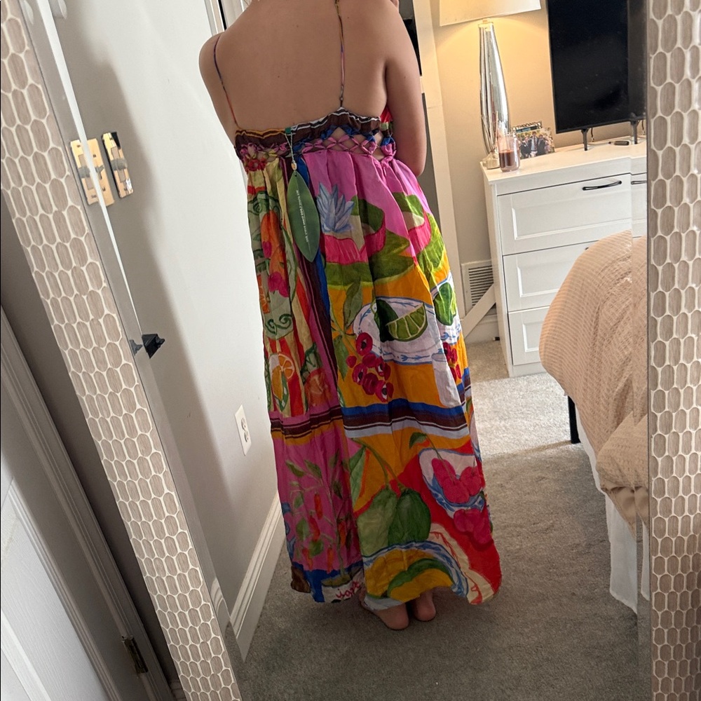 NEW!!! FARM RIO Anthropologie Colorful Cutout Maxi Dress - Picture 3 of 4